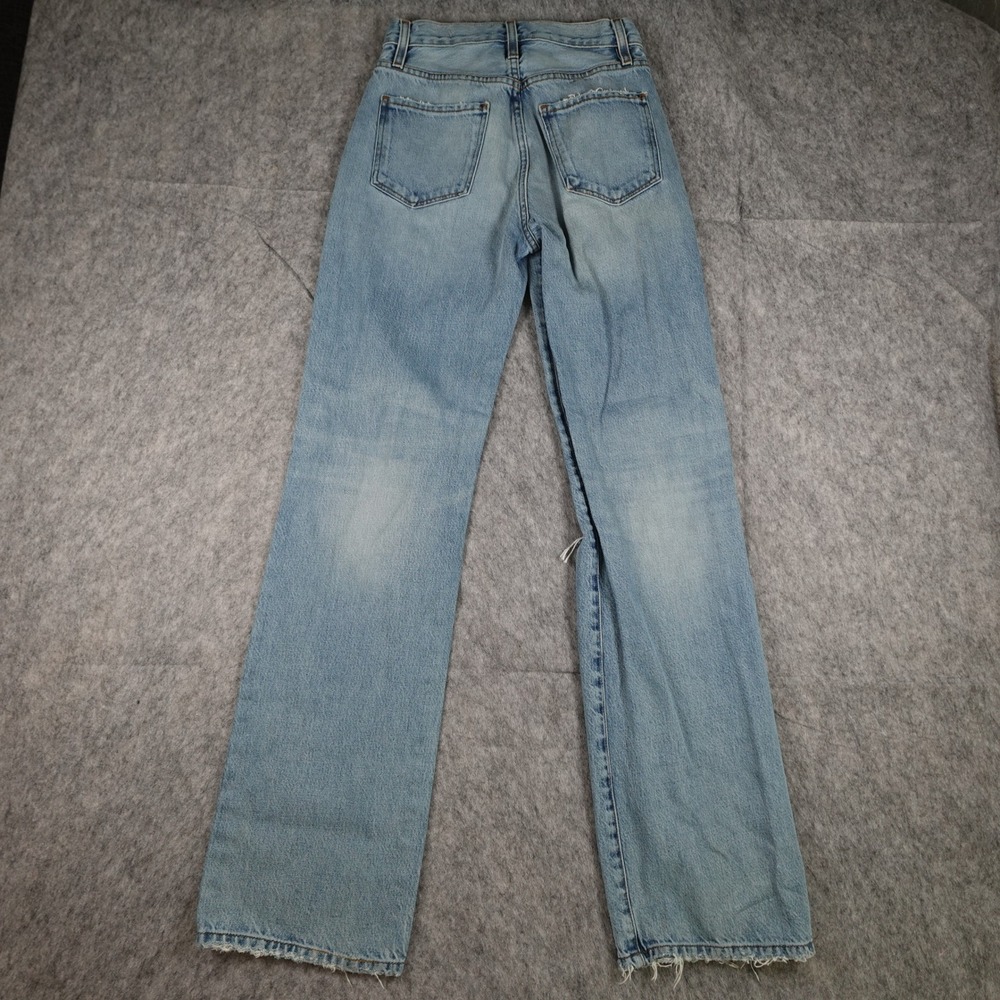 FRAME Jeans Womens 24 Blue Le Jane Sunkissed Distressed Straight Leg - Picture 10 of 11